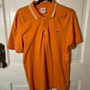 Lacoste Polo Men’s Size 4 Button Up Short Sleeve Dress Shirt Orange